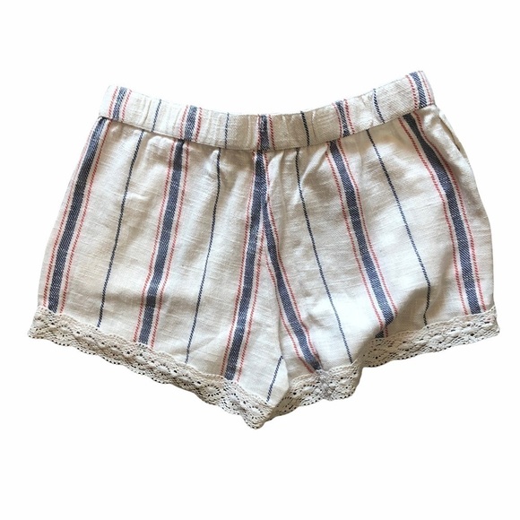 Aerie elastic waist lace trim cotton shorts medium - Picture 2 of 7